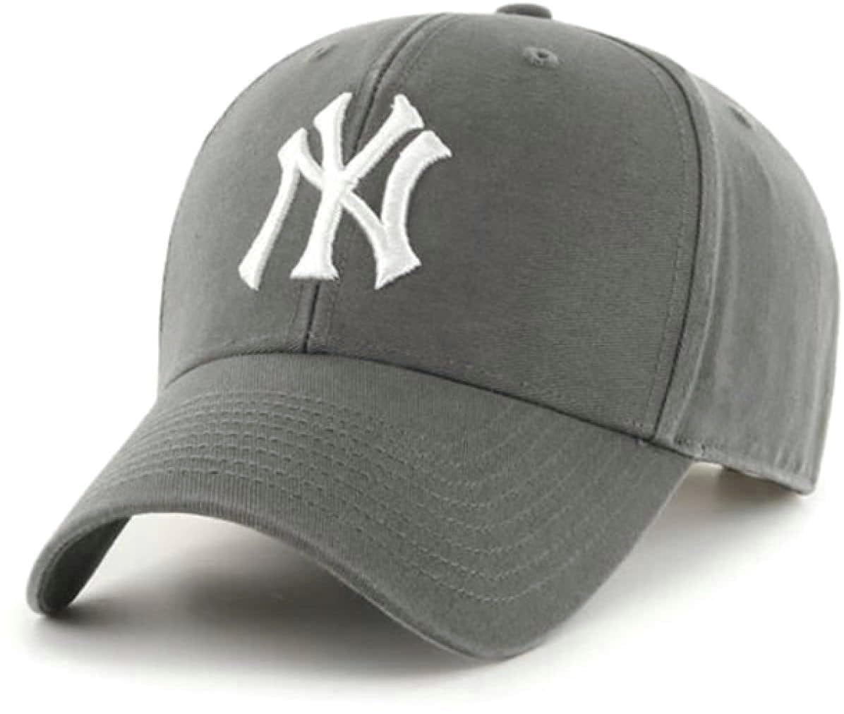 Officially Licensed New York Charcoal MVP Baseball Hat Classic Adjustable Embroidered NY White Team Logo Structured Cap