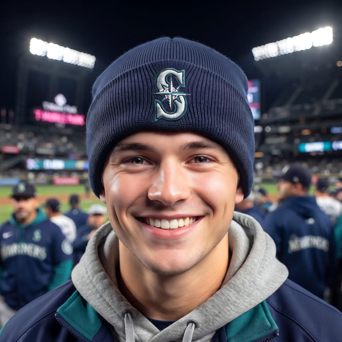 Seattle Mariners Navy Blue Cuff Knit Beanie Iconic 'S' Embroidered Logo