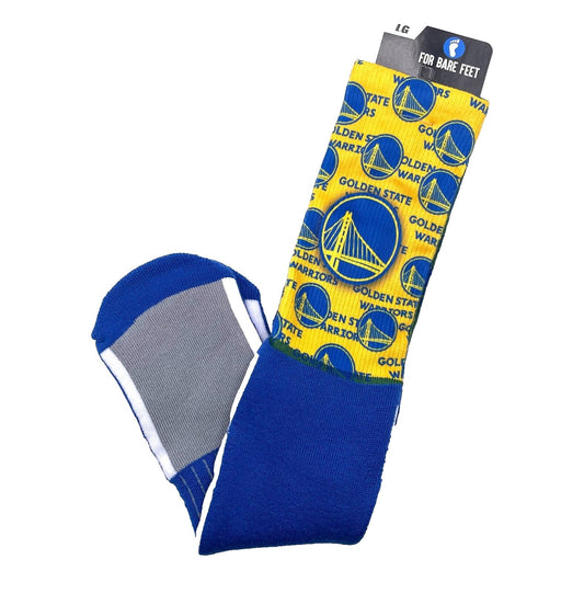 Golden State Warriors Crew Socks Adult Size Large Montage Style NBA Basketball Team Logo New