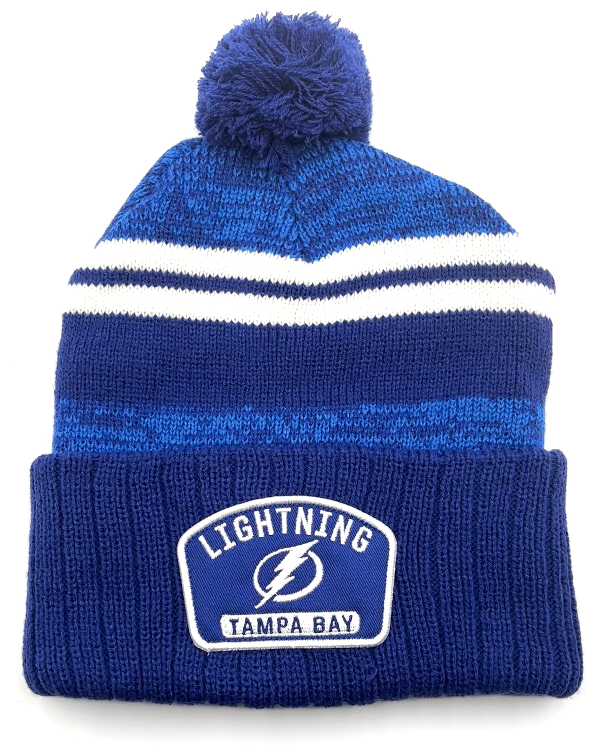 Officially Licensed Tampa Bay Hockey Beanie Pom Knit Cuffed Hat Classic Edition Team Logo Blue/White Winter Cap