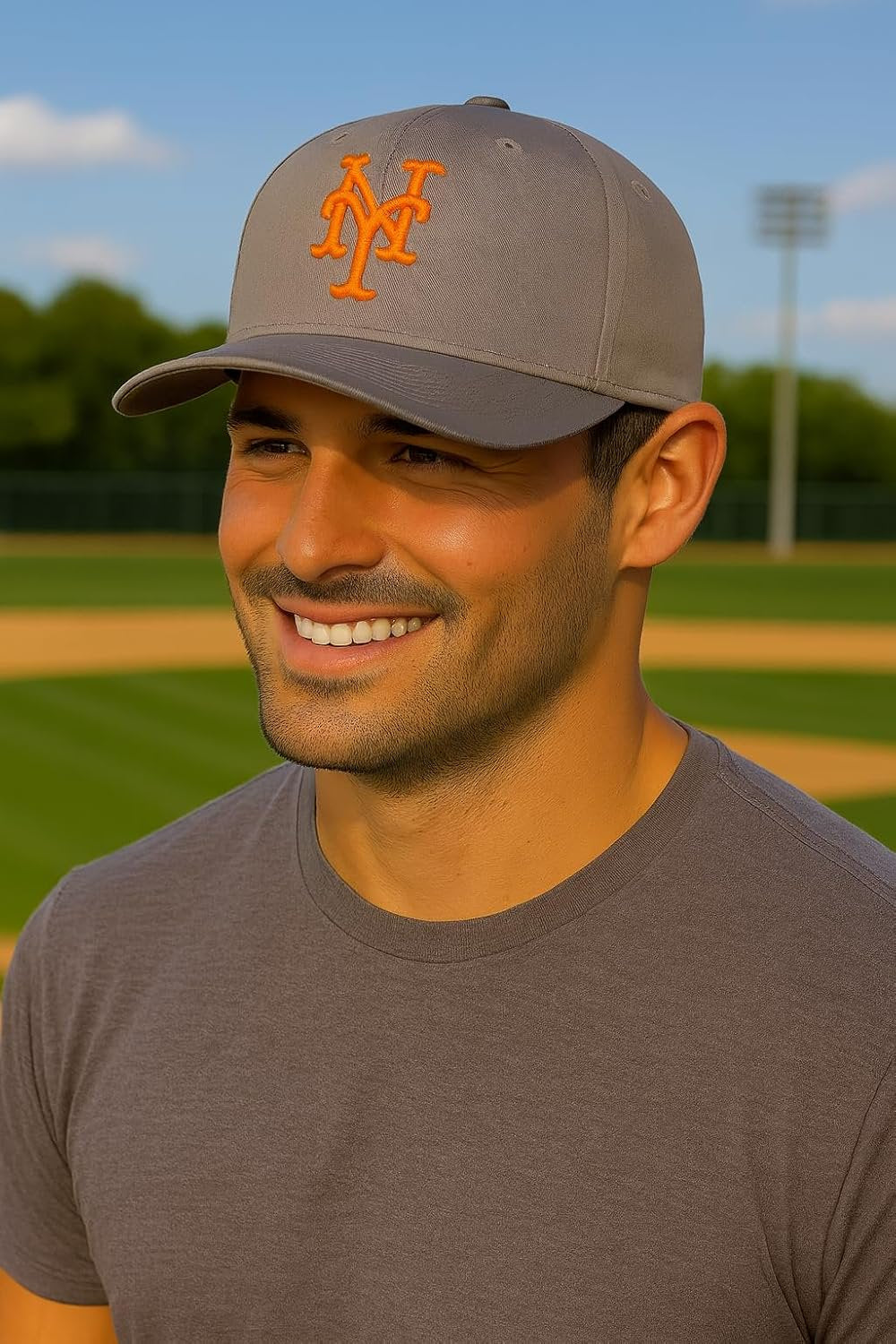 Officially Licensed NY Mets Gray/Orange MVP Hat Adjustable Embroidered Structured Sports Cap