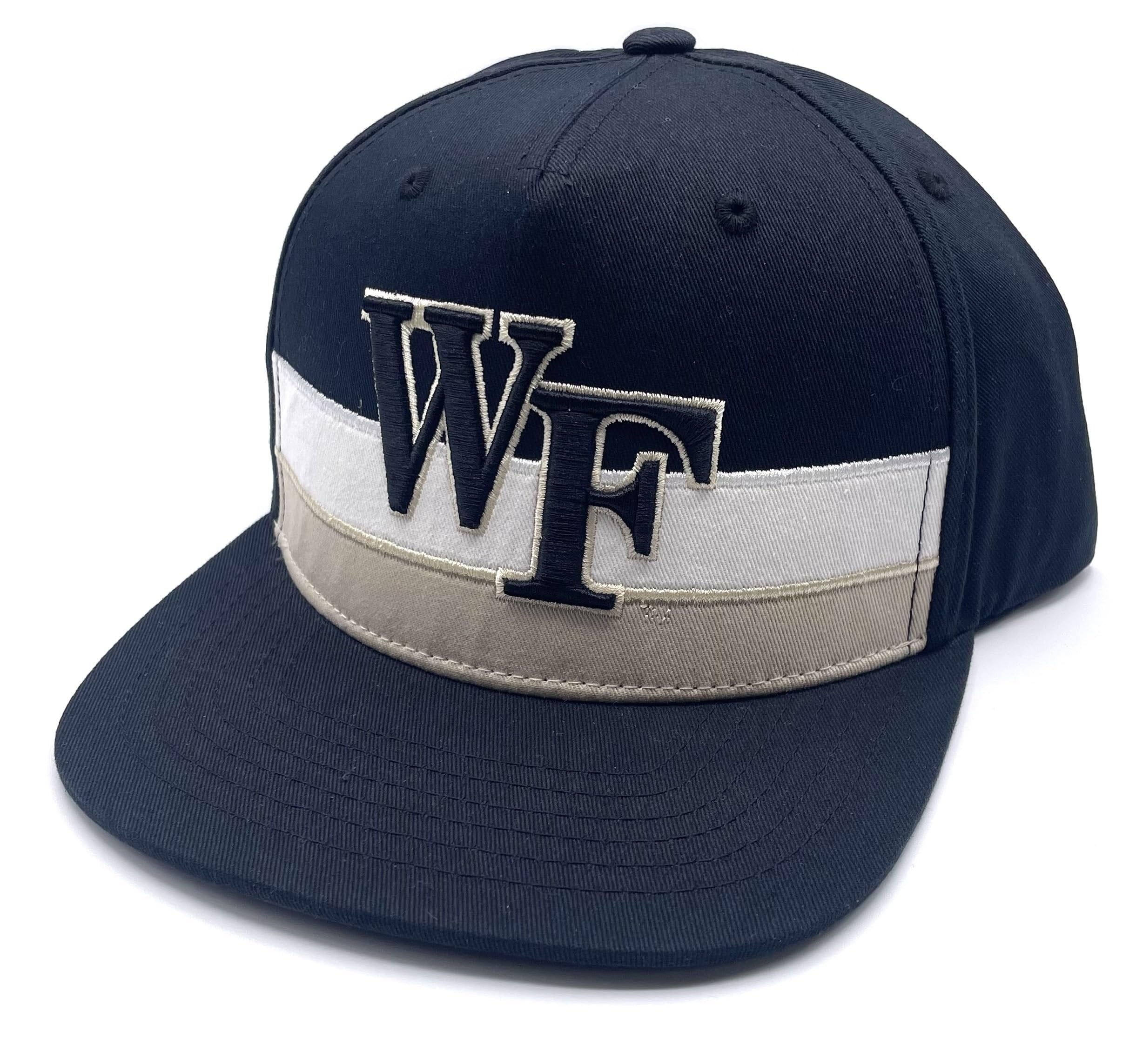 Officially Licensed Wake Forest Classic Structured Black Hat Adjustable Team Logo University Embroidered Cap