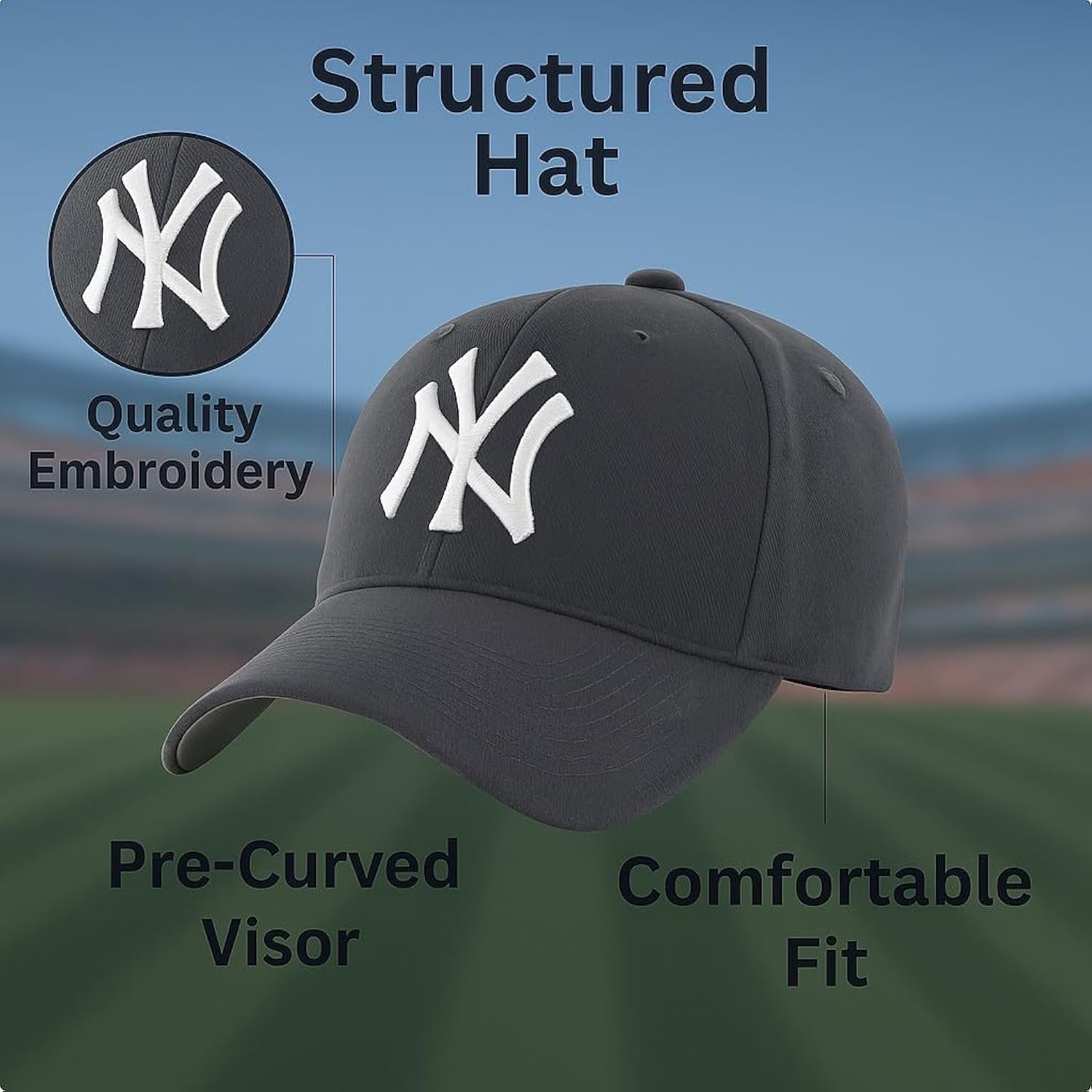 Officially Licensed New York Yankees Boys Girls Charcoal Baseball Hat Adjustable Youth Sports Cap