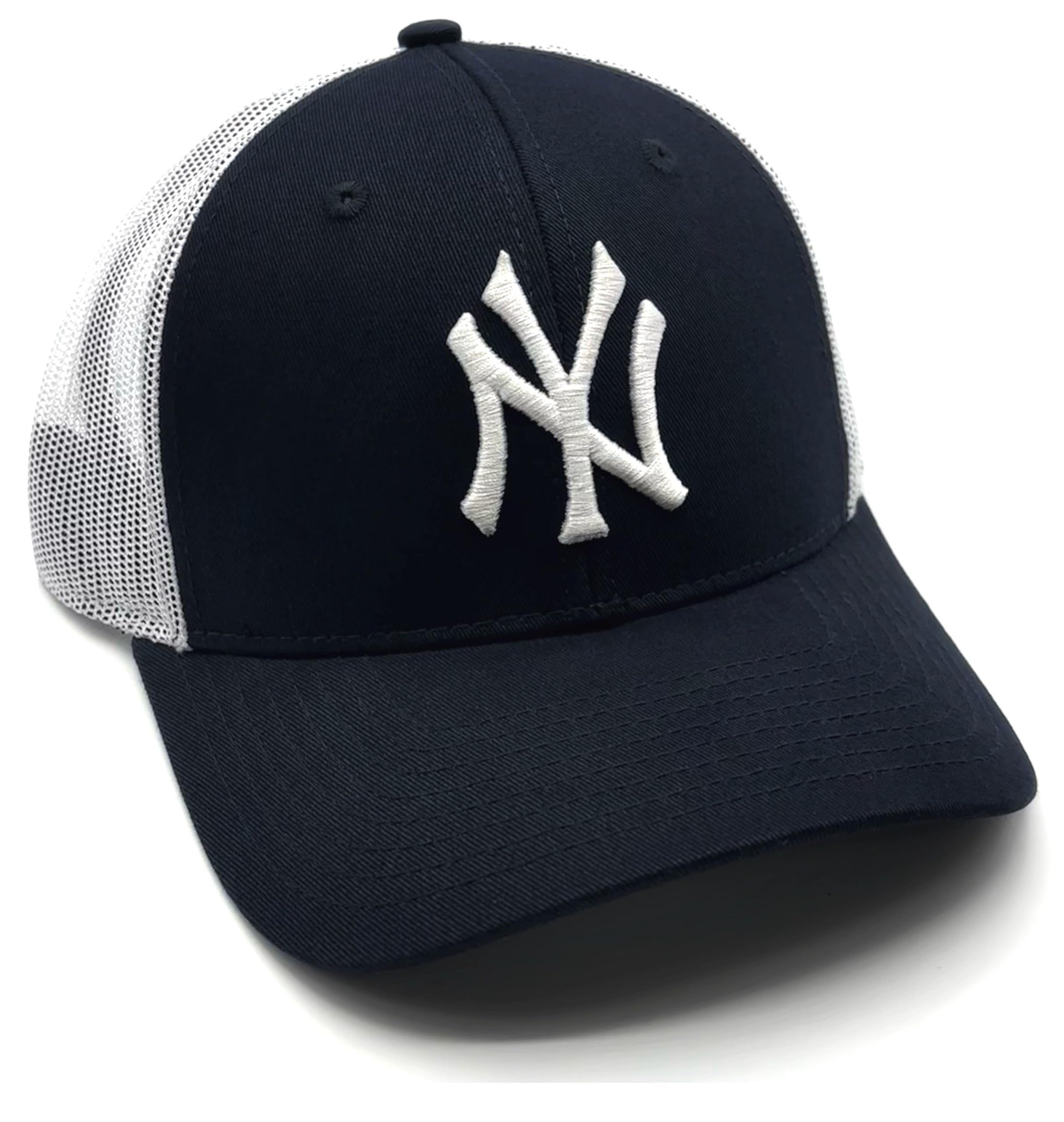 Officially Licensed New York Mesh Trucker MVP Baseball Hat Classic Navy Blue/White Adjustable Embroidered NY Team Logo Structured Cap