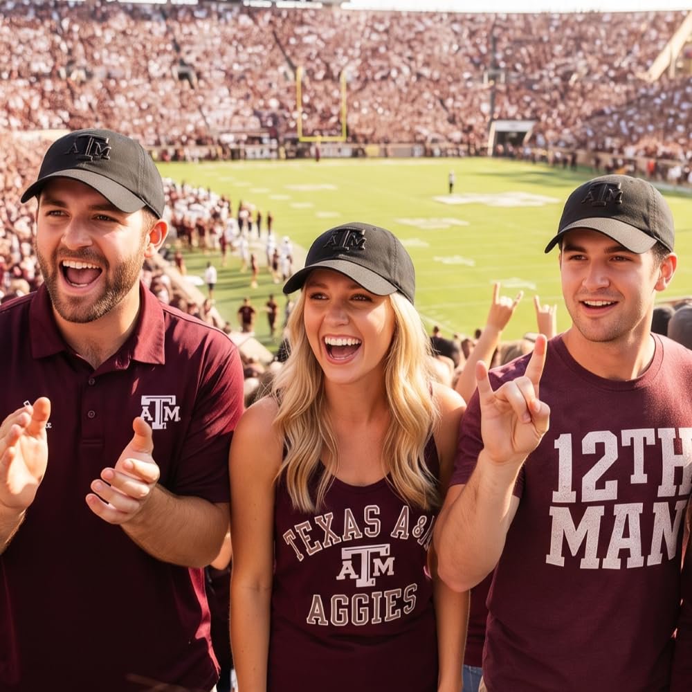 Officially Licensed Texas A&M Aggies Classic Edition Black on Black Clean Up Hat Adjustable Embroidered Relaxed Fit Sports Cap