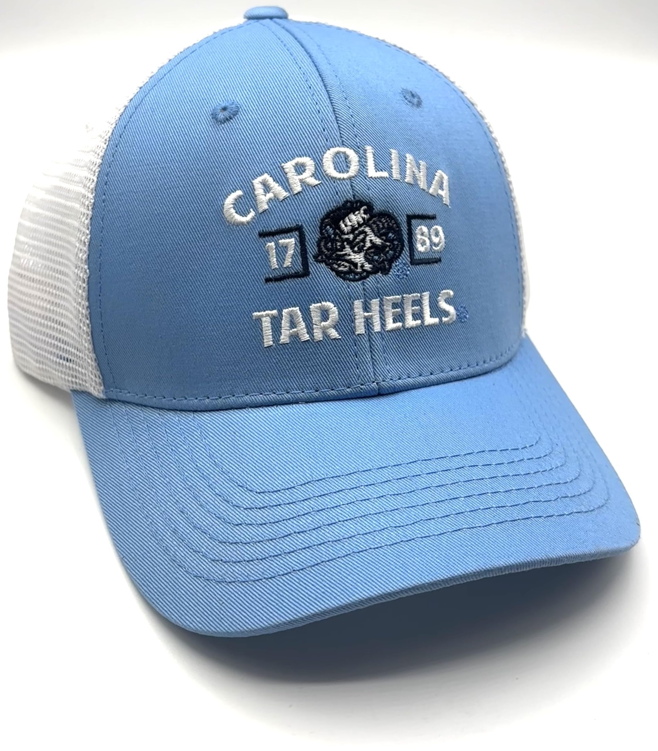 Officially Licensed UNC Tar Heels Hat Classic Mesh Trucker White/Blue Tar Heels Adjustable University North Carolina Team Logo Structured Snapback Baseball Sports Cap