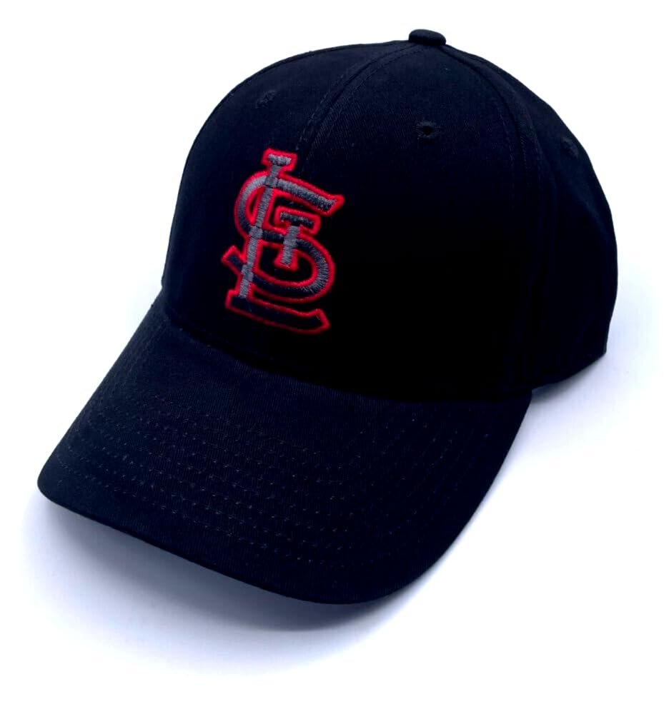 St. Louis Baseball Hat Classic Edition Team Logo MVP Structured Adjustable Cap (Black)