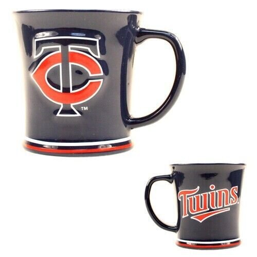 MINNESOTA TWINS CERAMIC STRIPED MUG MVP AUTHENTIC MLB BASEBALL LOGO BLUE NEW