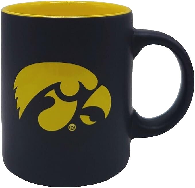 IOWA HAWKEYES MATTE BLACK TWO TONE MUG MVP AUTHENTIC NCAA FOOTBALL TEAM LOGO NEW