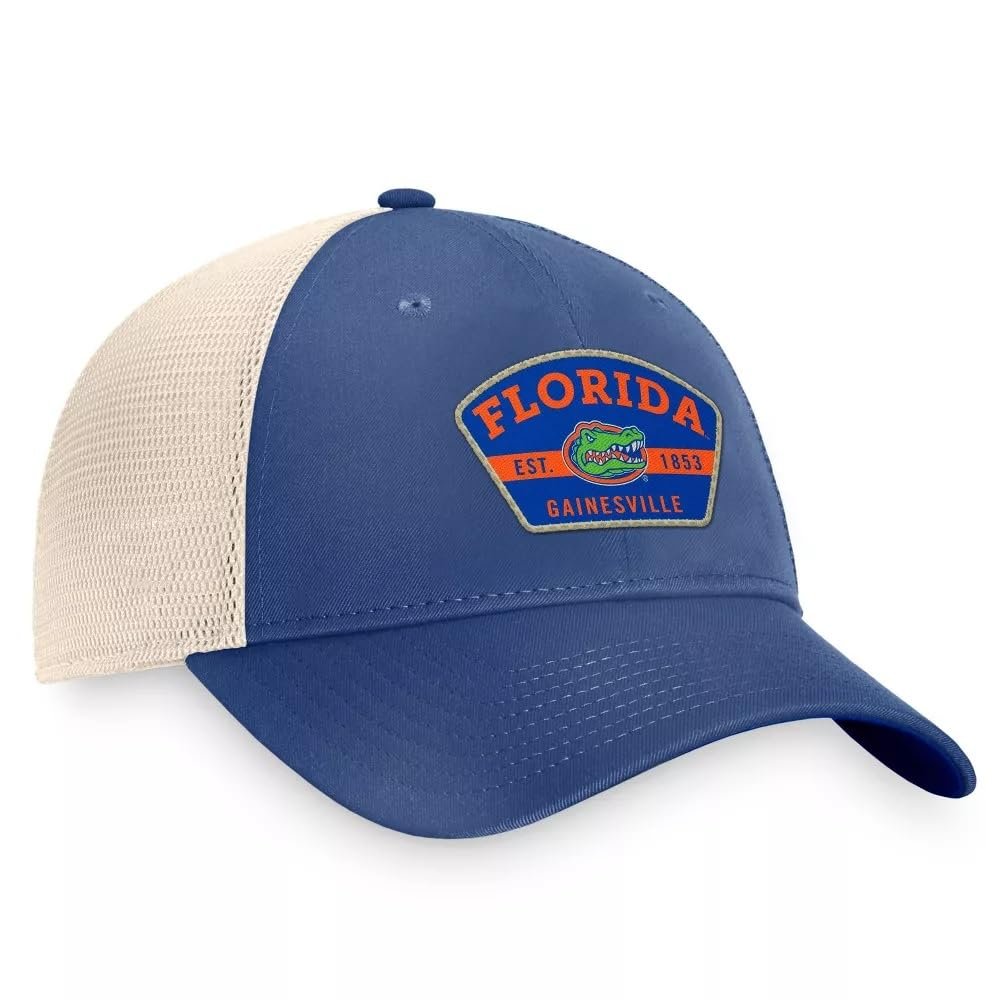 Officially Licensed University Florida Gators Hat Relaxed Fit Mesh Trucker Adjustable Two-Tone Team Logo Slouch Cap Multicolor