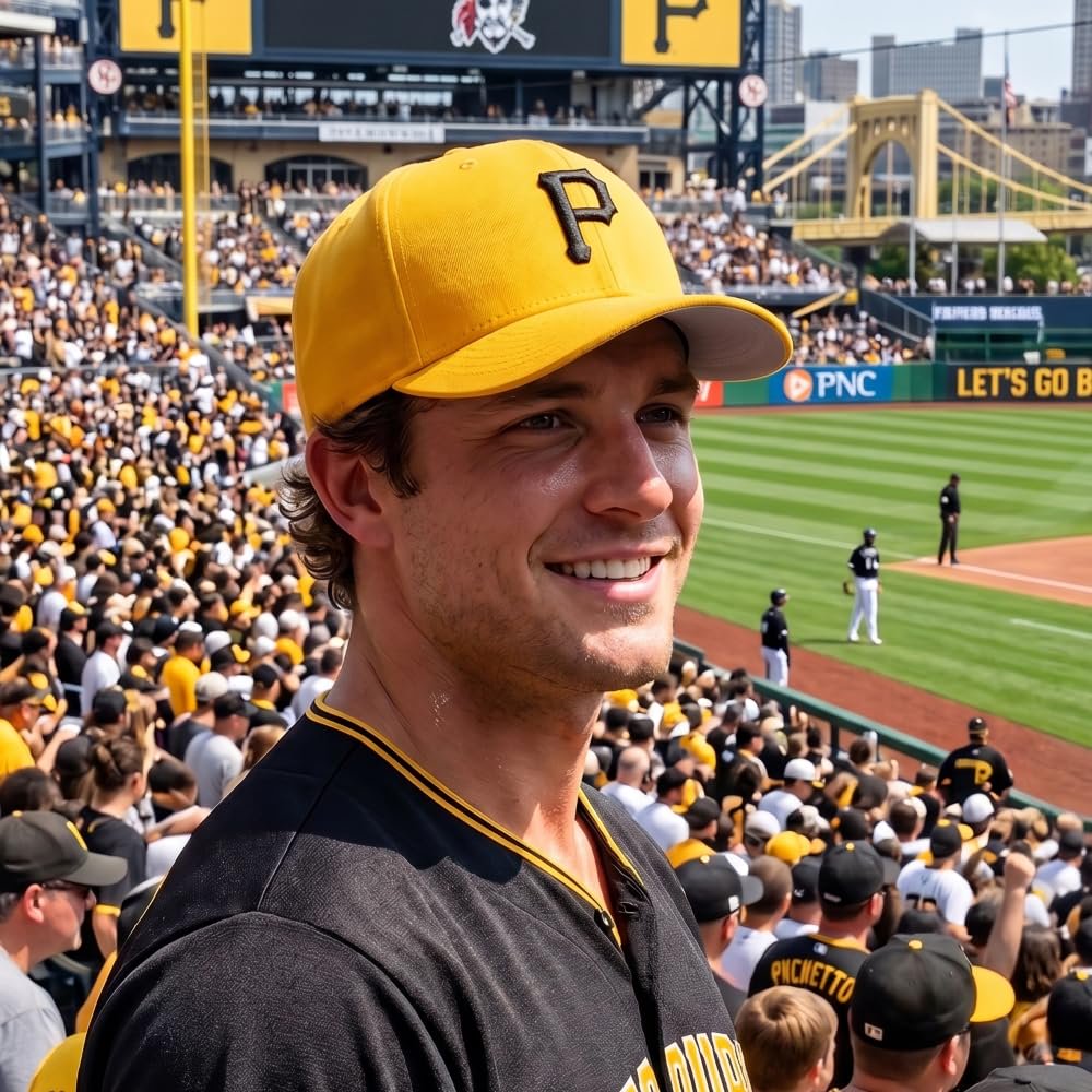 Officially Licensed Pittsburgh Pirates Classic Edition Yellow Hat Iconic Black P Logo Embroidery Adjustable Structured Cap
