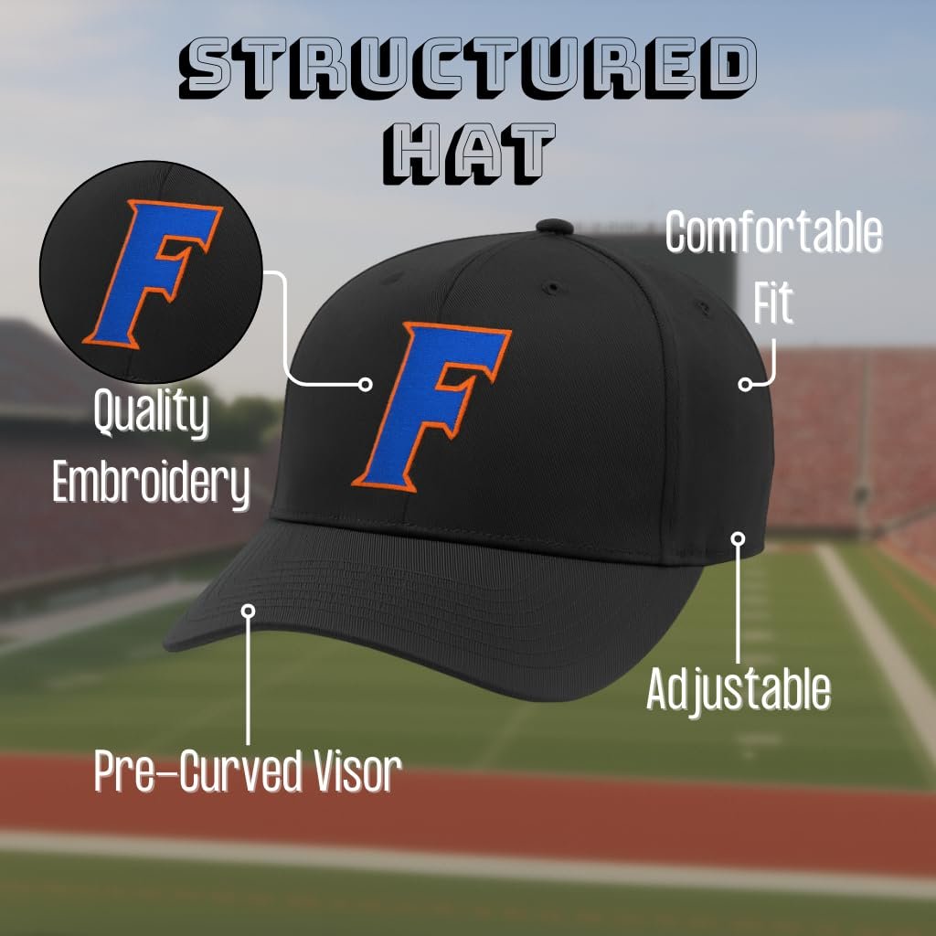 Officially Licensed University Florida Gators Baseball Hat Classic Edition Black MVP Adjustable Embroidered Team Logo Snapback Sports Ball Cap
