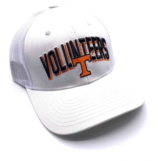 Tennessee University Hat Classic Vols Adjustable Mesh Trucker Embroidered Solid Cap (White)