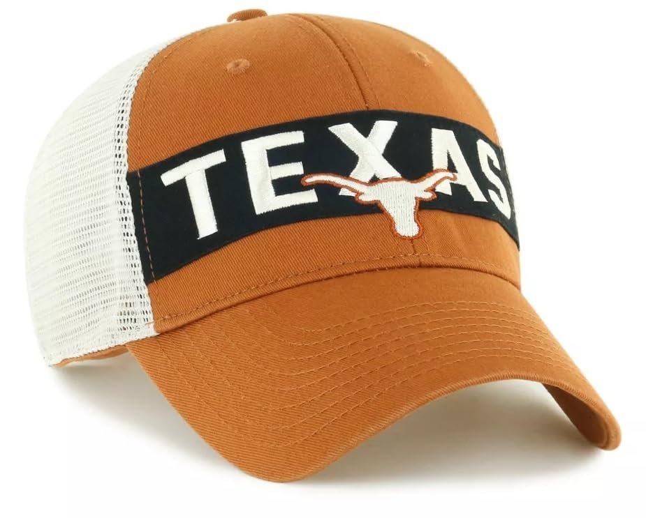 Officially Licensed Texas University Mesh Trucker Hat Classic Team Logo Adjustable Embroidered Two-Tone Cap