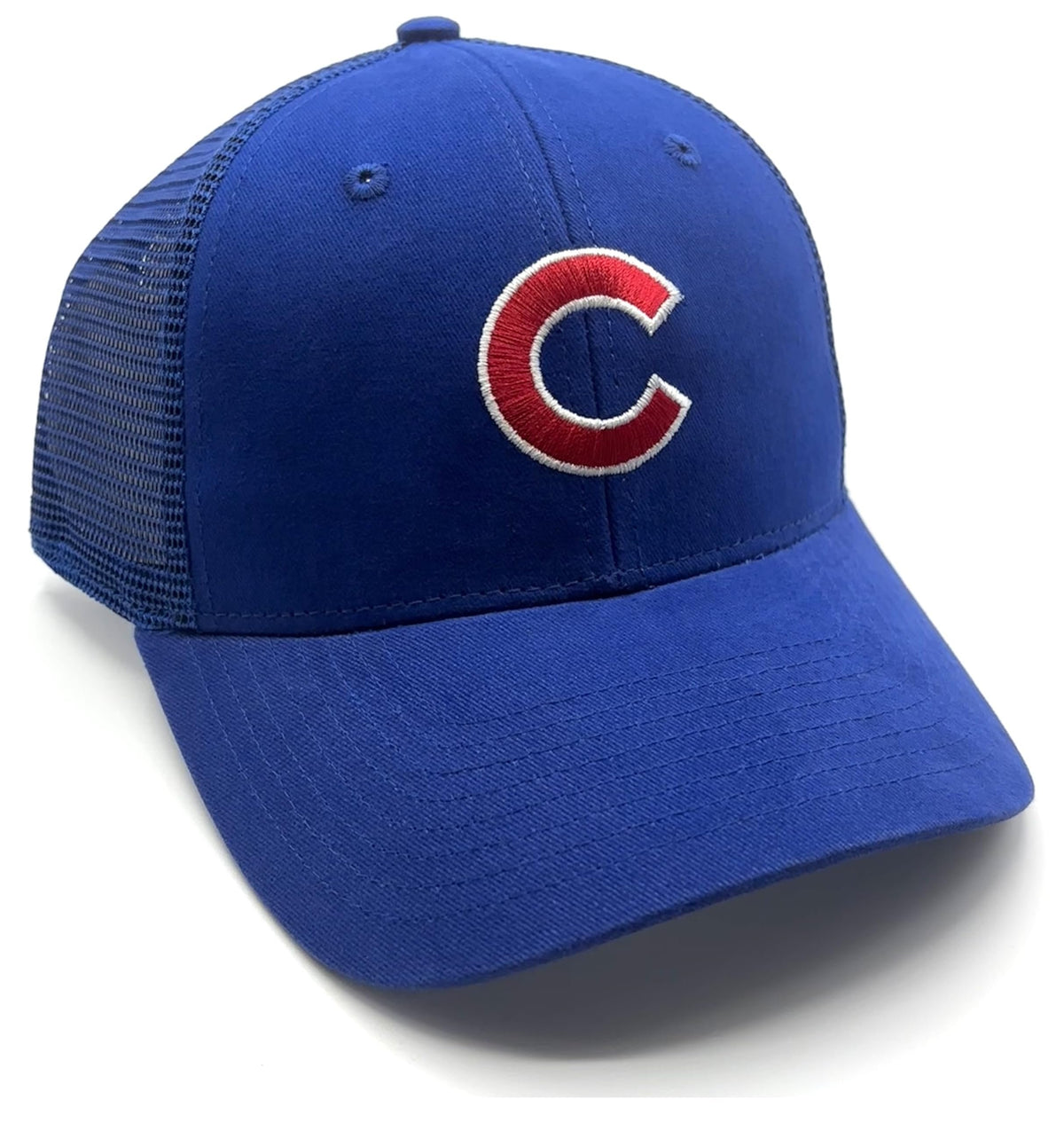 Officially Licensed Chicago Baseball Royal MVP Mesh Trucker Hat Classic Adjustable Primary Cubs Team Logo Embroidered Snapback Blue Sports Cap