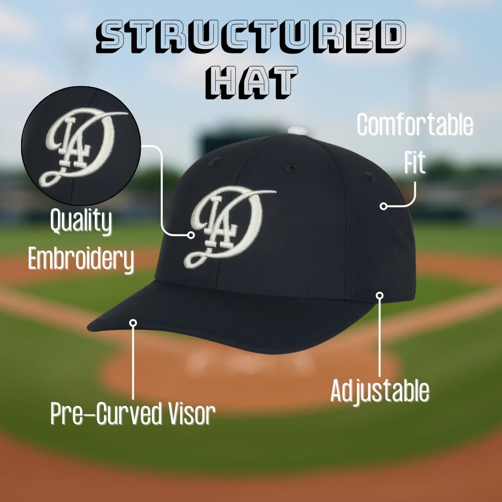 Officially Licensed Los Angeles Dodgers Baseball City Connect Classic Edition Sports Hat Navy Blue/White LA Home Team Logo Embroidered Adjustable Structured Snapback Ball Cap