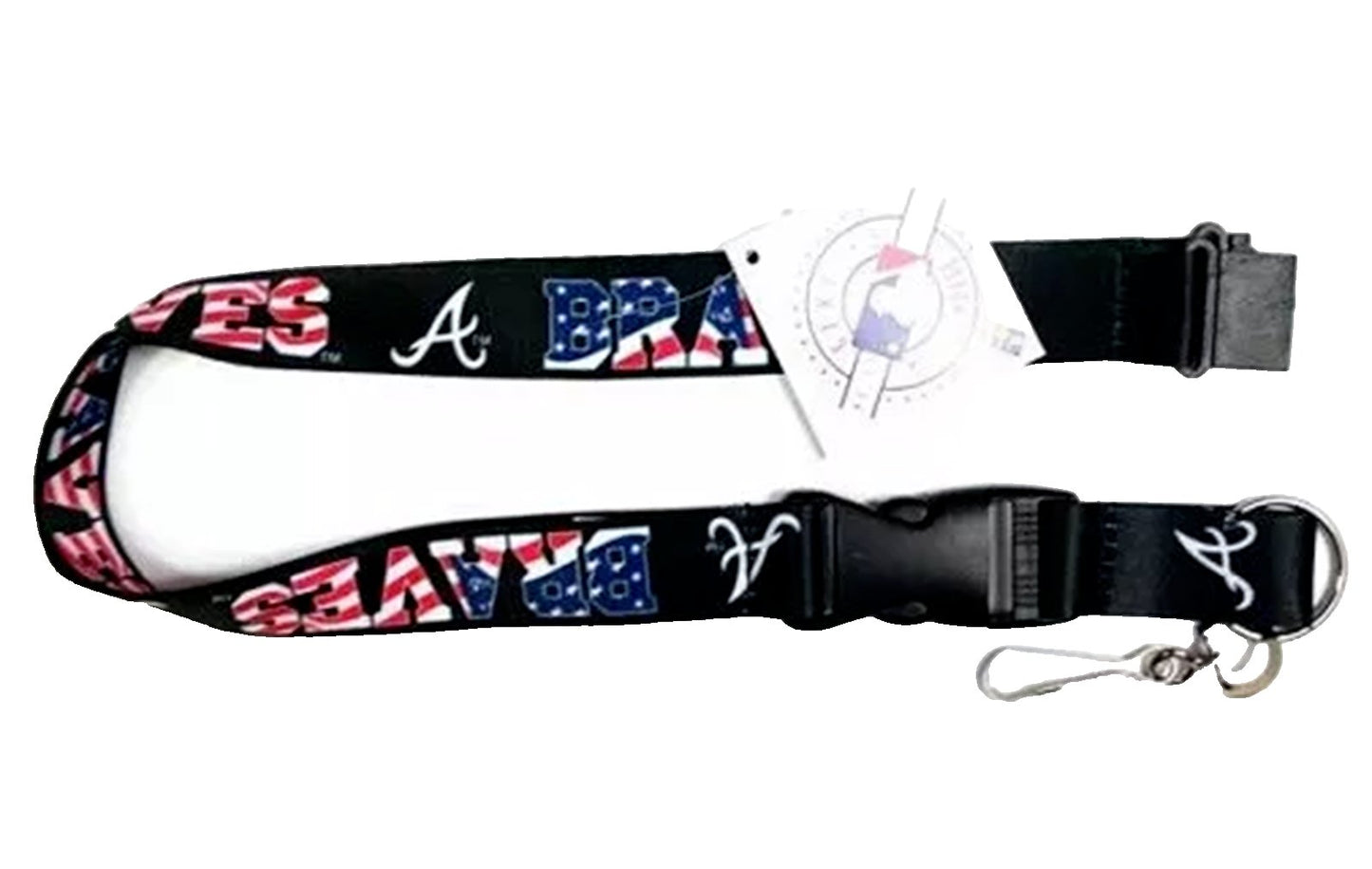 ATLANTA BRAVES LANYARD PATRIOTIC USA FLAG AUTHENTIC MLB BASEBALL TEAM LOGO NEW