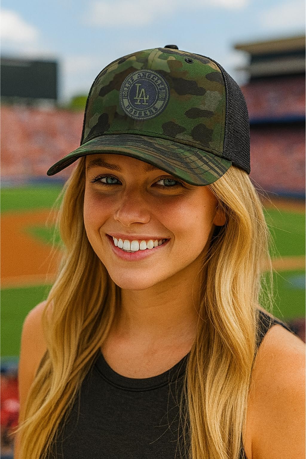 Officially Licensed Los Angeles Dodgers Camo Mesh Trucker Hat Classic Edition MVP Adjustable Structured Embroidered Team Logo Snapback Sports Cap