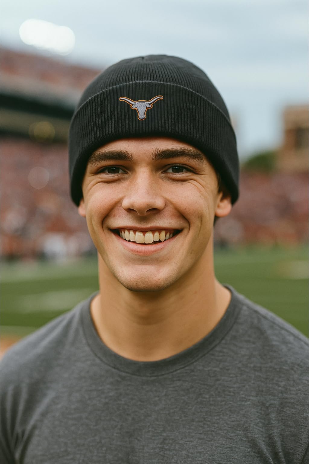 Officially Licensed Texas University Longhorns Beanie Knit Hat Classic Edition Team Logo Embroidered Cap