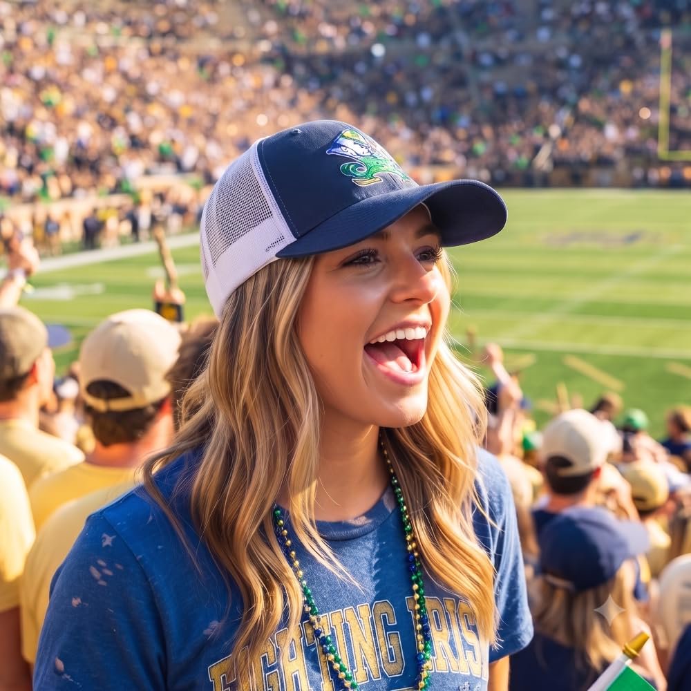 Officially Licensed Notre Dame Navy/White Mesh Trucker Hat MVP Adjustable Embroidered Logo Structured Sports Cap