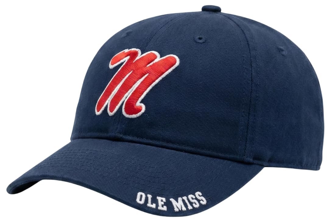 Officially Licensed Ole Miss Classic Edition Hat Adjustable Rebels Embroidered Team Logo Navy Blue Cap