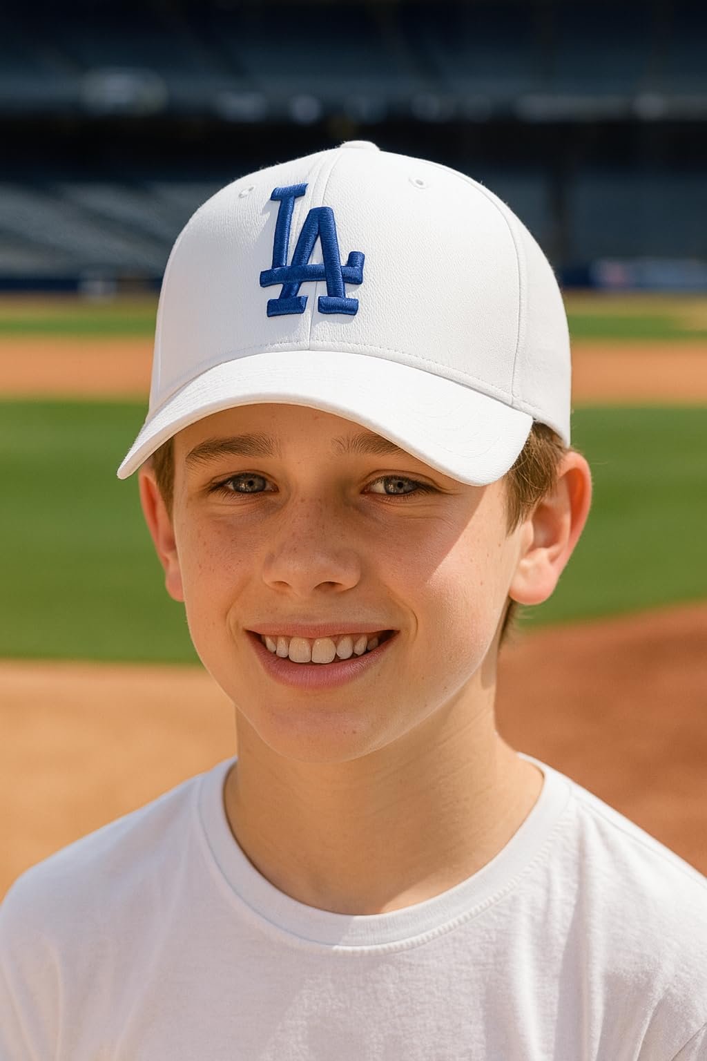 Officially Licensed Los Angeles Dodgers Youth Boys Girls Baseball Hat Classic MVP White/Blue Adjustable LA Embroidered Team Logo Kids Sports Cap