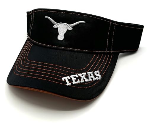 Texas University Classic Edition Visor Hat Adjustable Team Logo Embroidered Solid Cap (Black)