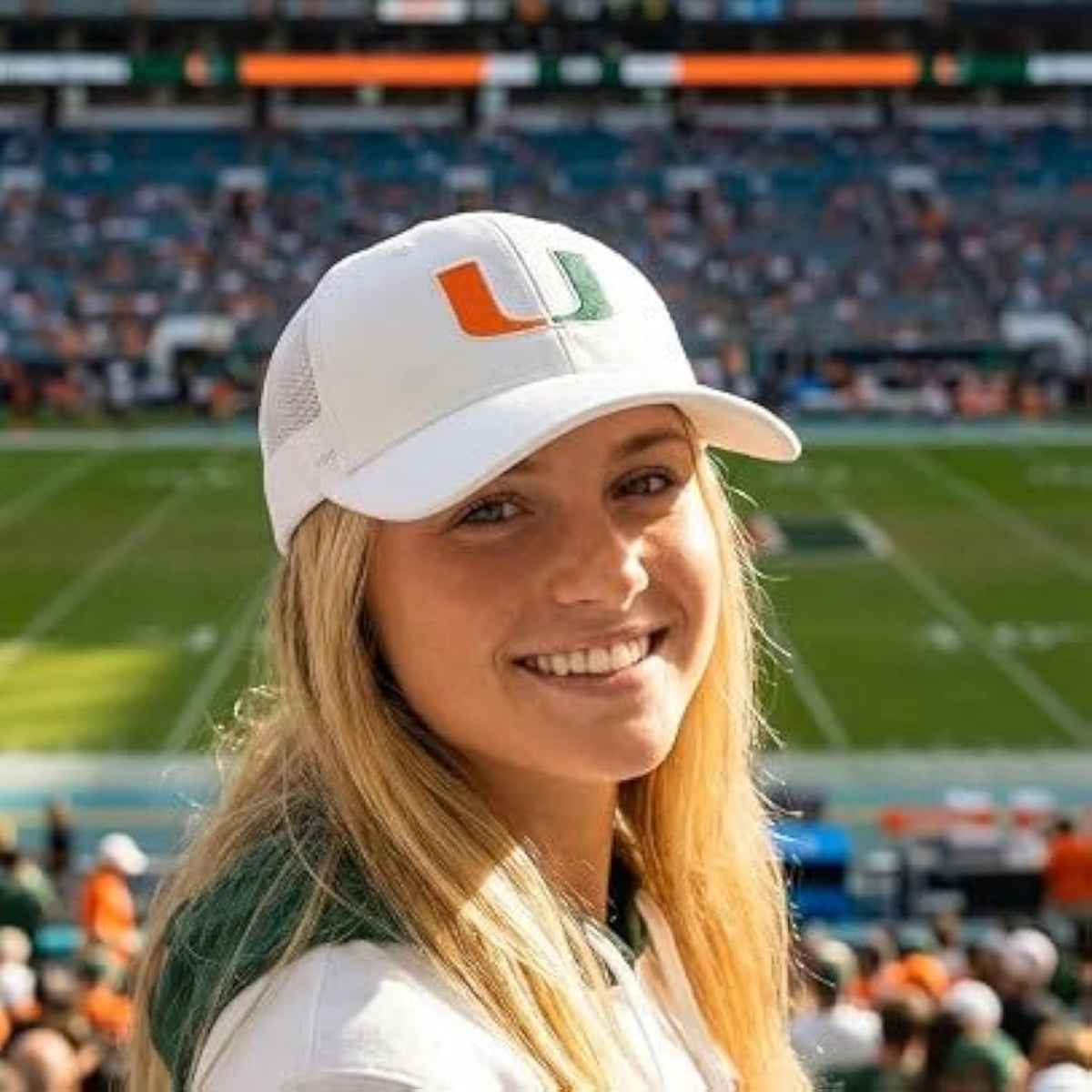 University of Miami White Mesh Trucker Hat Iconic UM Embroidery Cap