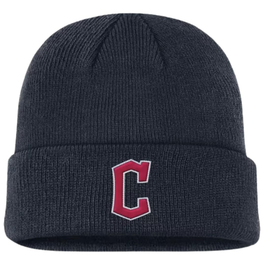 Officially Licensed Cleveland Guardians Baseball Cuffed Knit Beanie Hat Classic Edition Primary Home Team Logo Navy Blue Winter Sports Embroidered Ball Cap