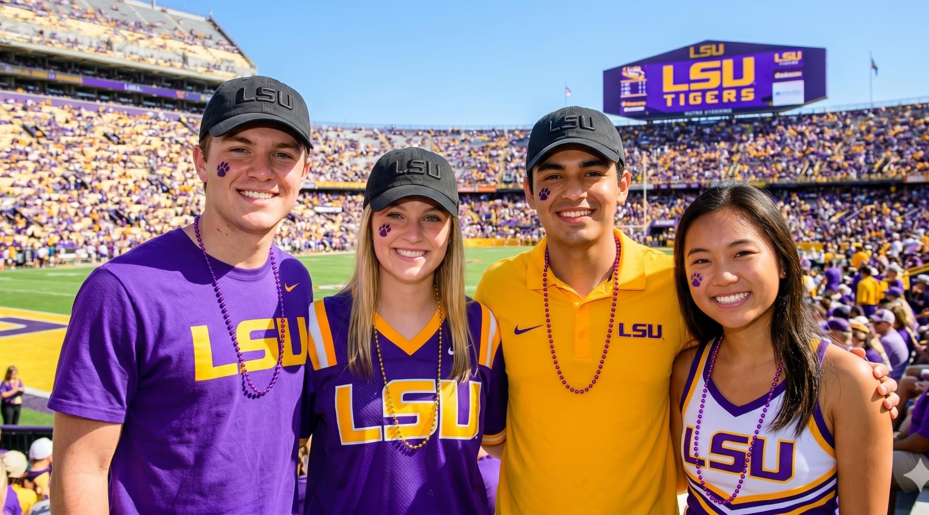 Officially Licensed LSU University Classic Edition Black Clean Up Hat Adjustable Relaxed Fit Tigers Primary Home Team Logo Embroidered Baseball Cap