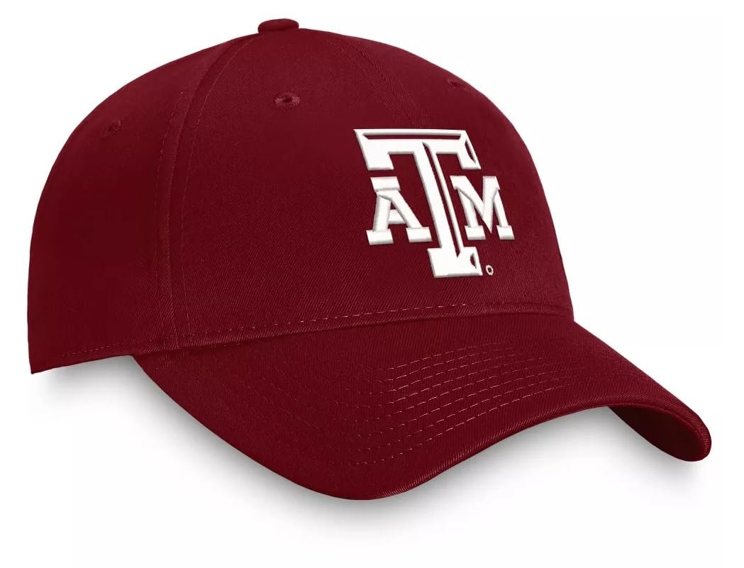 Officially Licensed Texas Aggies Classic Hat Adjustable A&M Team Logo Relaxed Fit Cap (Maroon)