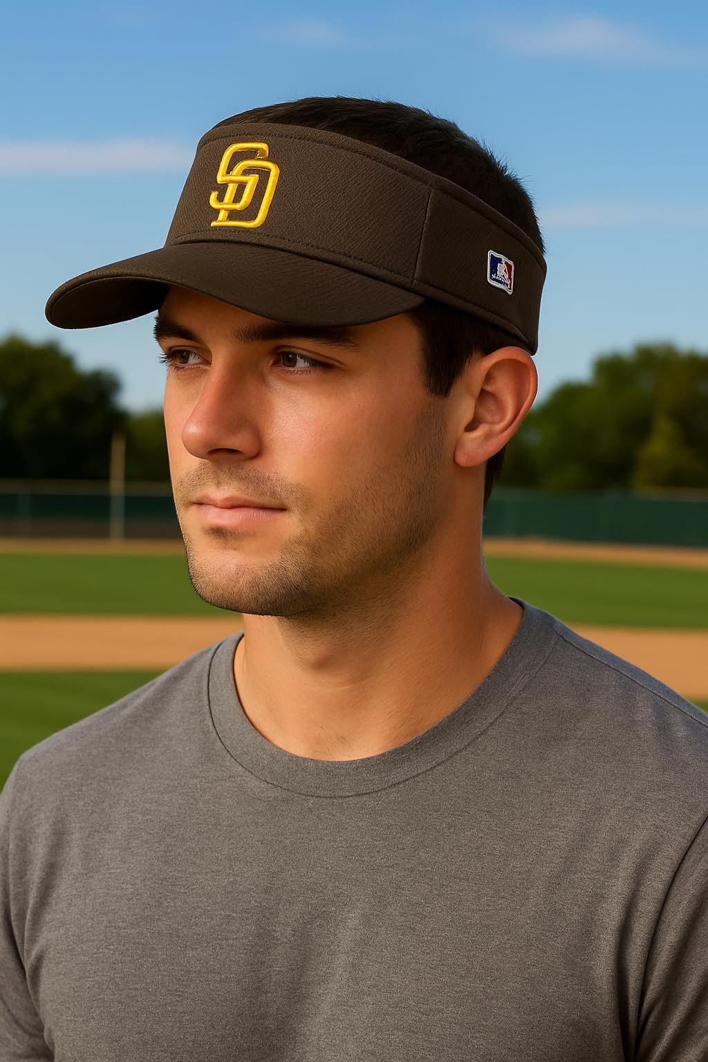 Officially Licensed San Diego Baseball Team Visor Hat MVP Adjustable Classic Embroidered Logo Cap Brown