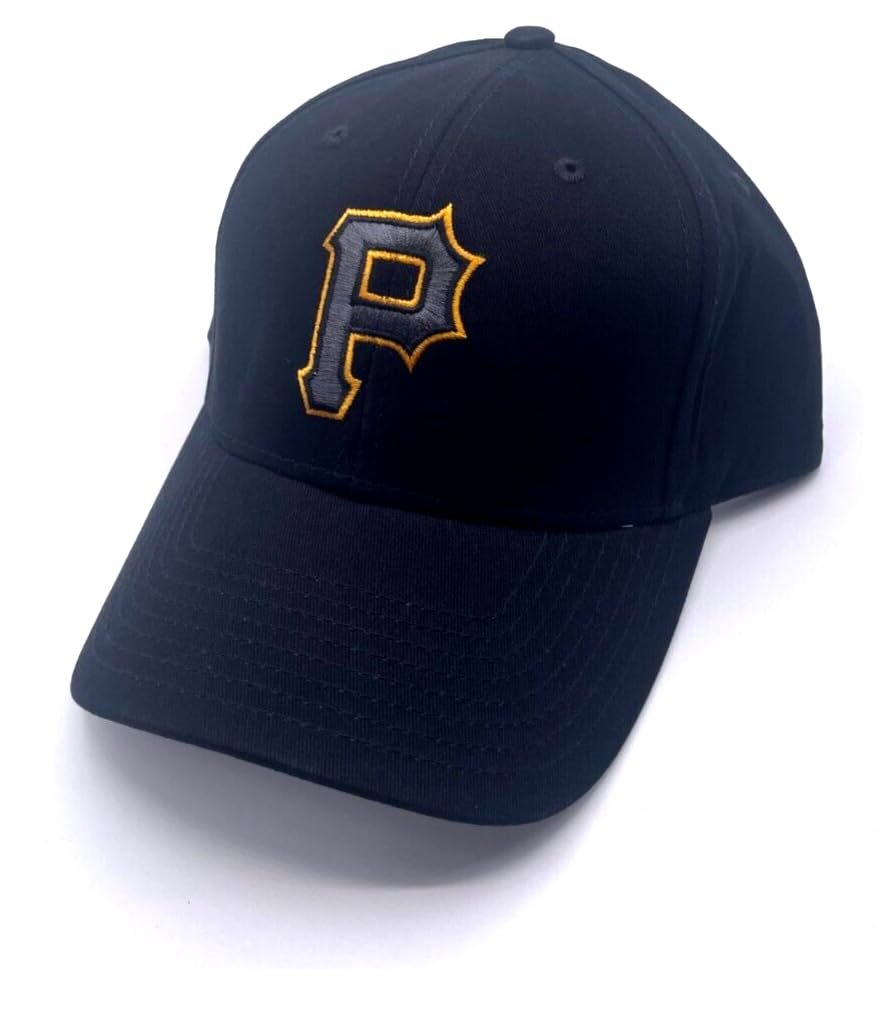 Officially Licensed Pittsburgh Baseball MVP Hat Classic Team Logo Adjustable Embroidered Solid Cap (Black)