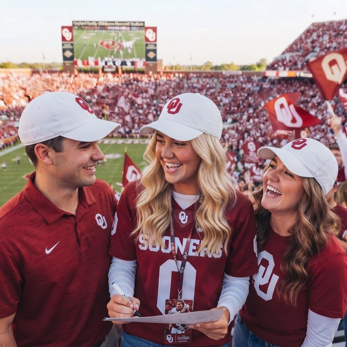 Oklahoma Sooners White MVP Hat Distintive Red 'OU' Logo Unisex Cap