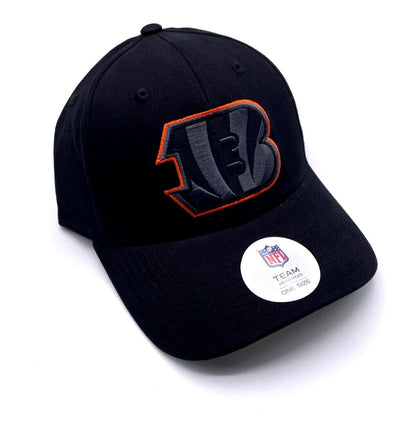 Cincinnati Bengals Hat Solid Black MVP Structured NFL Football Team Logo Cap New