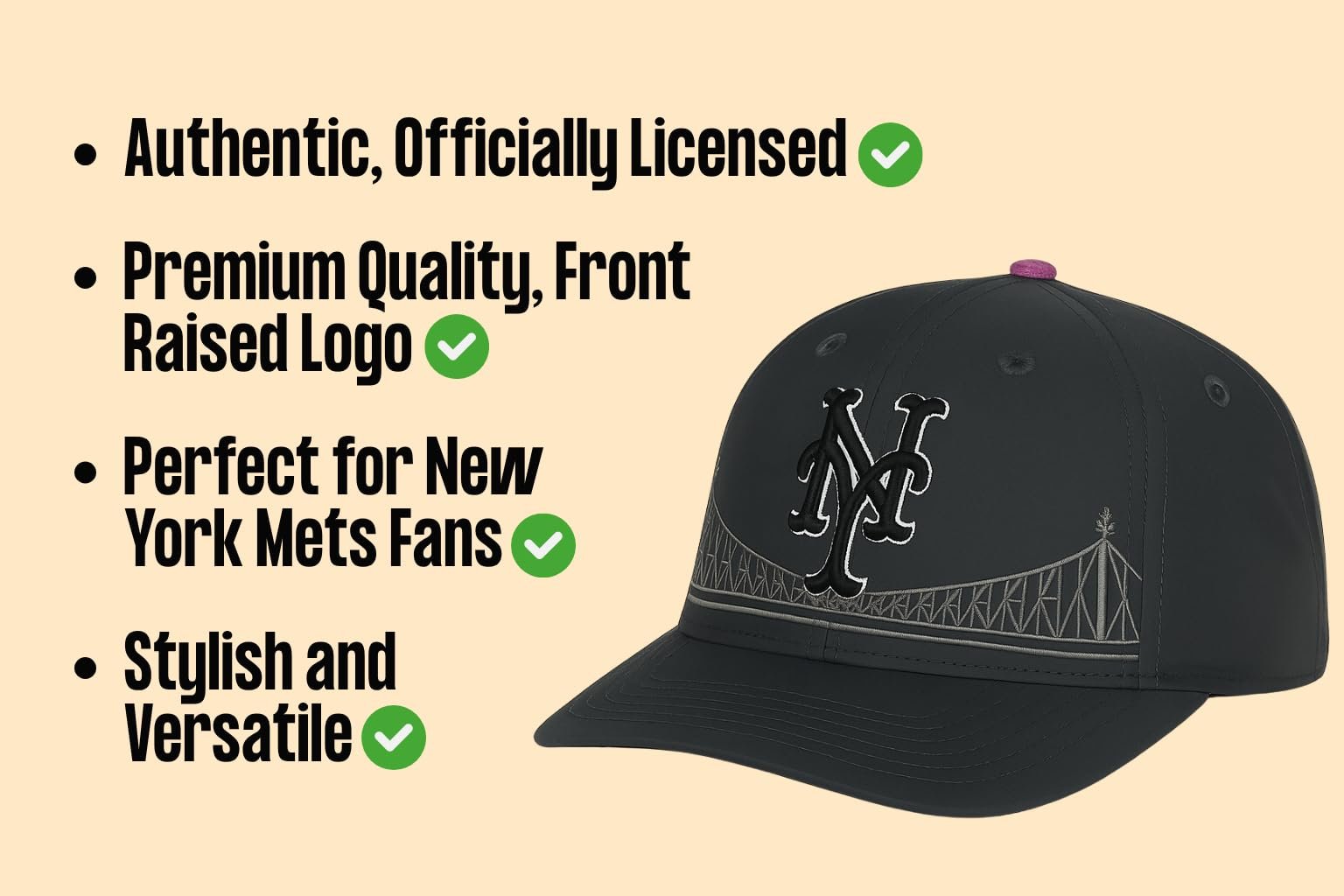 Officially Licensed NY Mets City Connect Baseball Hat Classic MVP Adjustable Embroidered Team Logo Structured Snapback Sports Cap