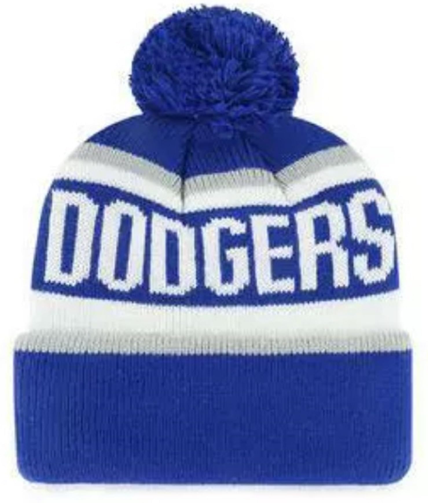 Officially Licensed Los Angeles Baseball Blue/White Cuffed Knit Pom Beanie Hat Classic Edition Primary Home LA Embroidered Team Logo Winter Gray Sports Cap