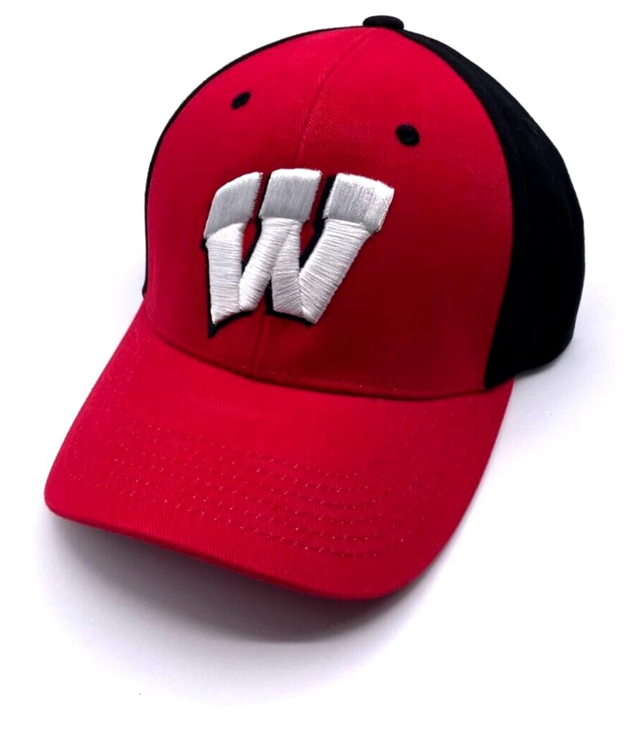 Officially Licensed University Wisconsin Classic Two-Tone Hat Adjustable Badgers Team Logo Embroidered Cap