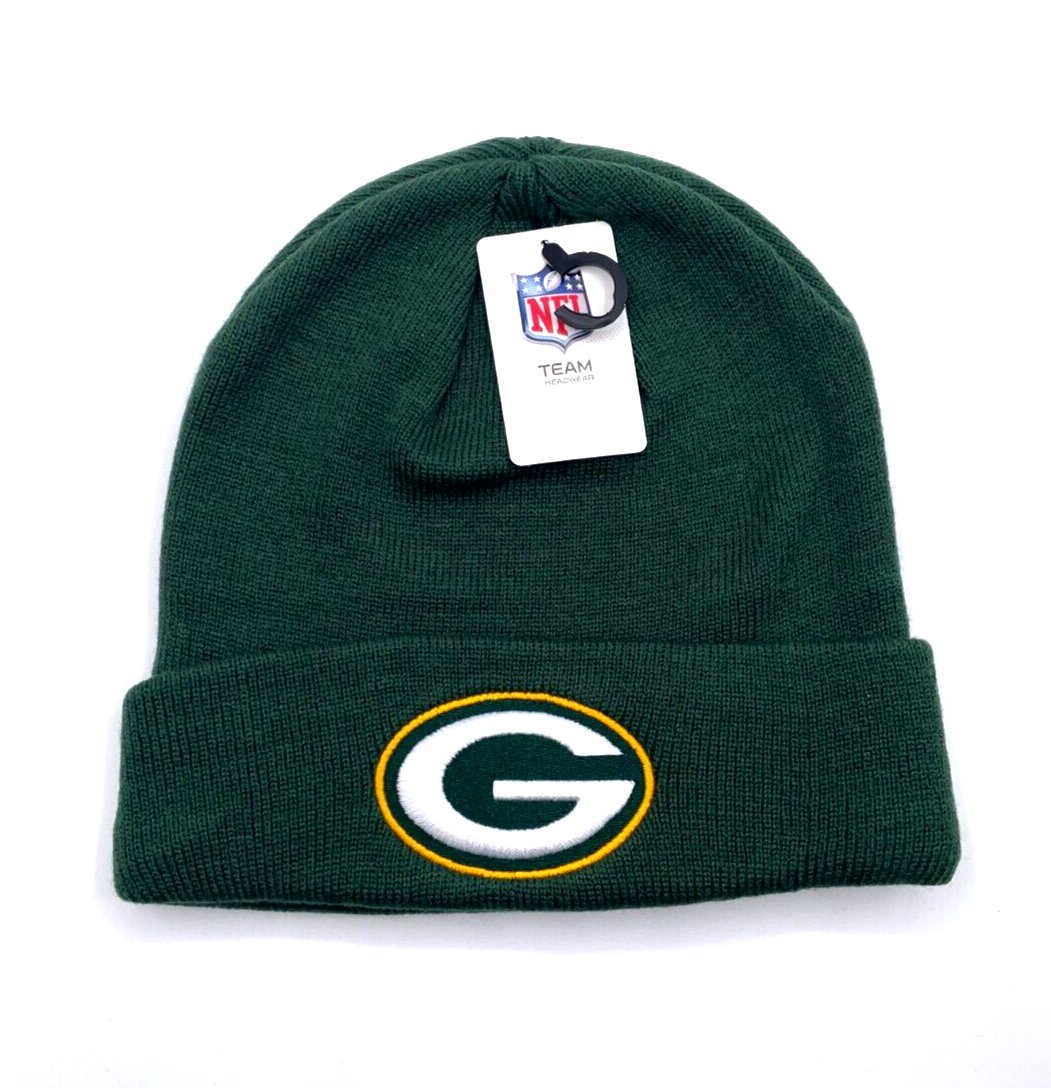 Green Bay Packers Beanie Hat Solid Knit Cuffed NFL Football Team Logo Cap New